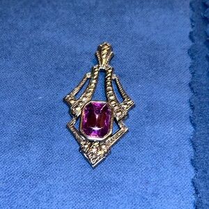 Avon Faux Amethyst and Marcasite Pendant